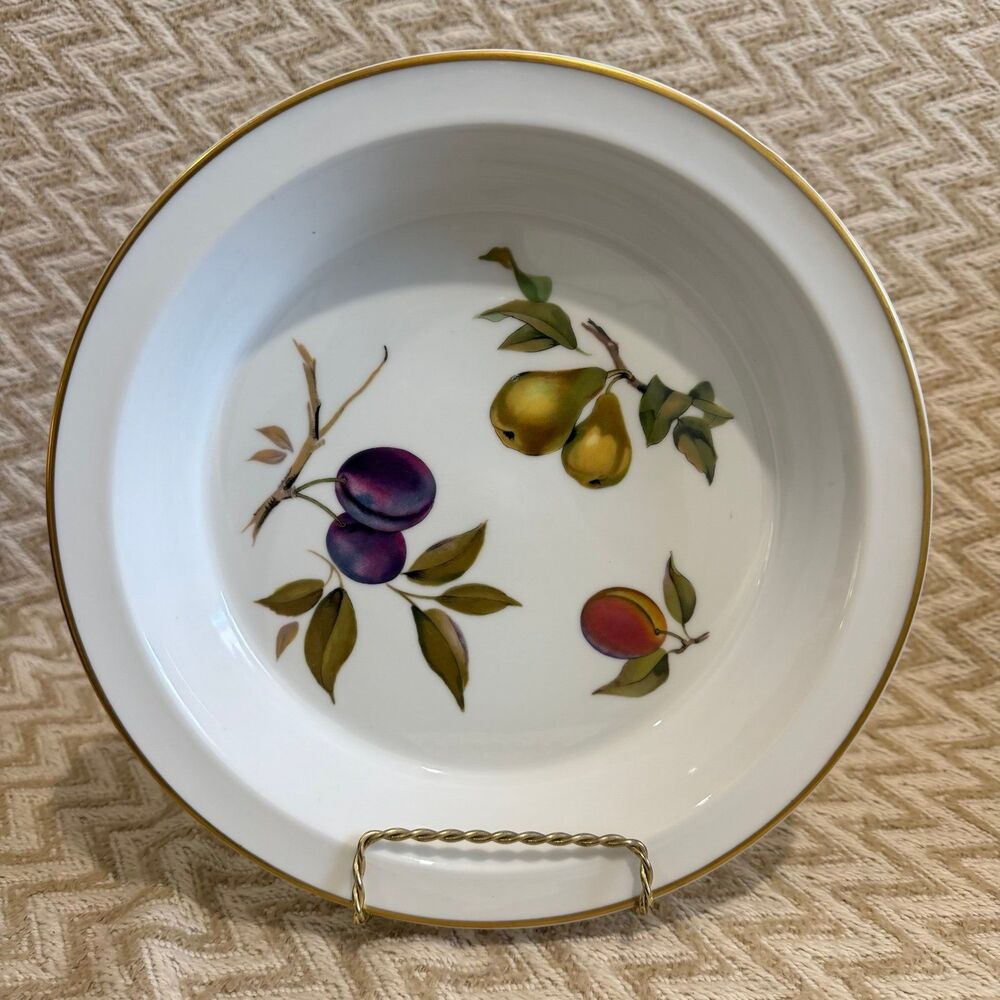 Vintage Royal Worcester Evesham Gold Trim Oven to Table Pie Plate Fine Porcelain